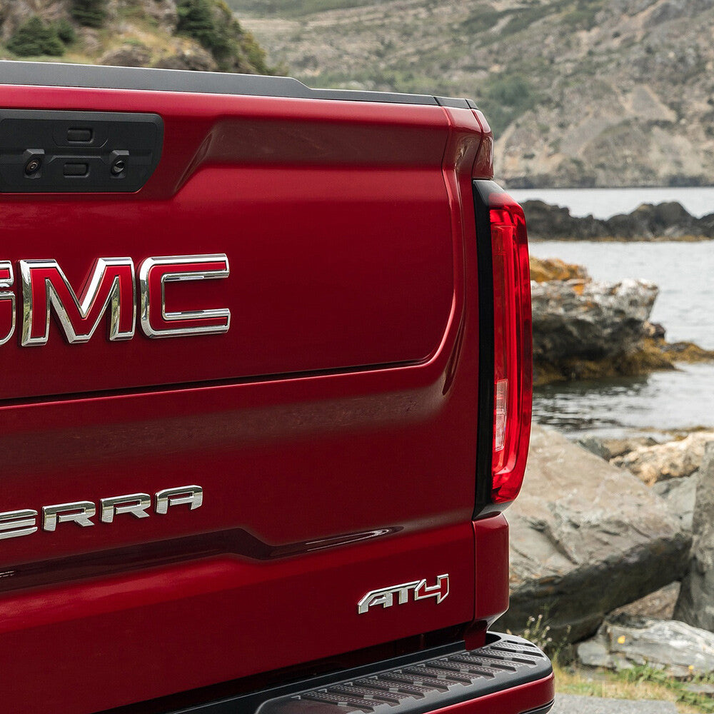 GMC Canyon Sierra AT4 Rear Tailgate Badge Logo Emblem Nameplate OEM Chrome Red