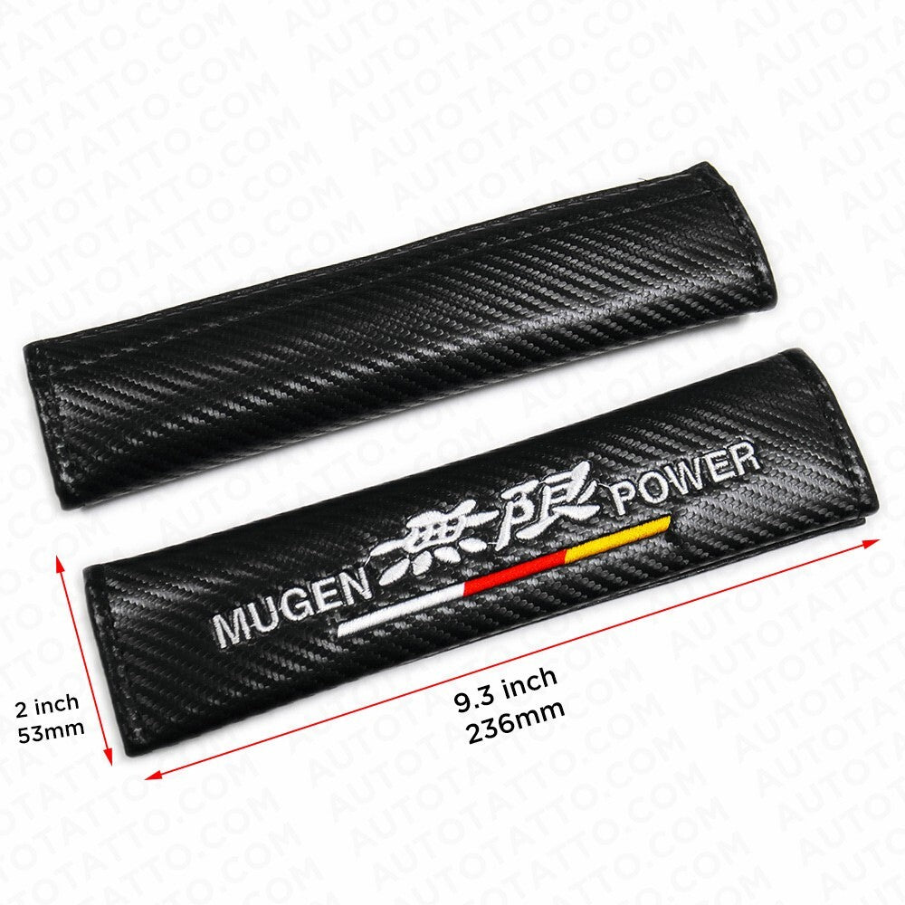 Mugen Sport Carbon Car Seat Belt Cover Safety Shoulder Strap Cushion Pad Harness