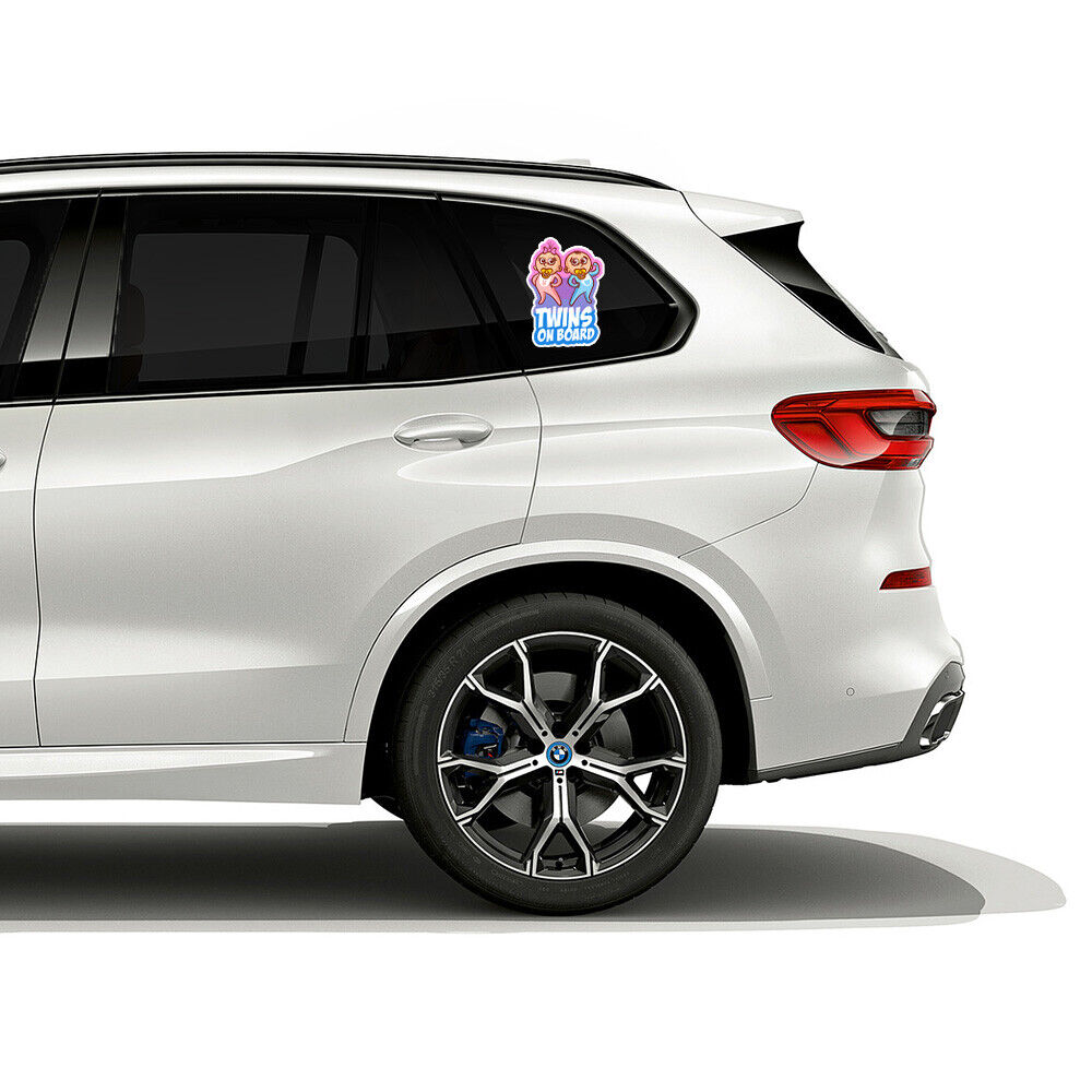 Cute Twins On Board Sticker Decal Kid Baby In Car Van Truck Door Window Decorate
