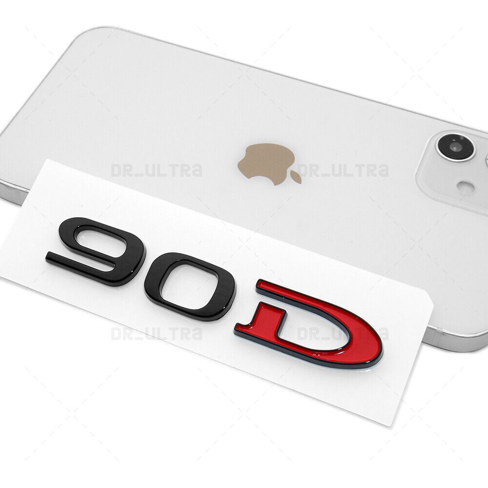 Tesla Rear Liftgate Lid Model 90D Nameplate Logo Badge Emblem Sport Black & Red
