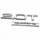 04-22 Audi Rear Trunk Deck Lid 2.0T Quattro Nameplate Emblem Logo Badge Chrome