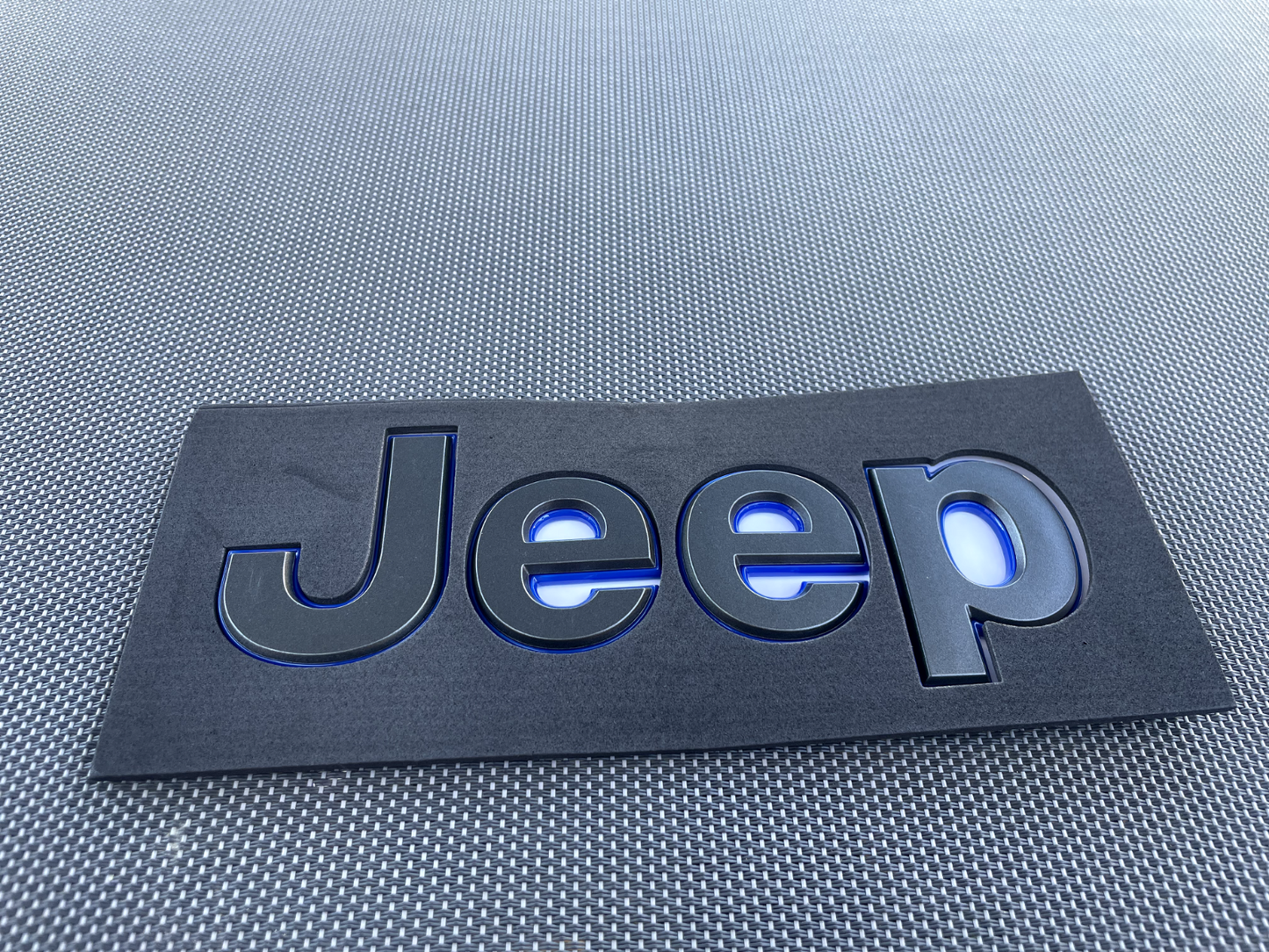Jeep 2 (two) 2018-2024 Wrangler/Gladiator Fender Dark Gray w/Blue Outline Emblem Badge