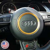 Audi Aluminum Steering Wheel Ring Logo Badge Sticker Emblem Decoration - Gold