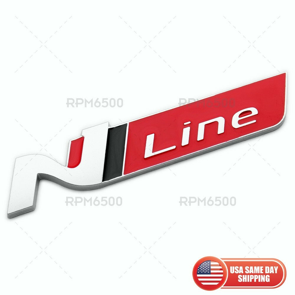 Universal Car Fender Side Marker Logo Badge Nameplate Emblem Sport Silver Red