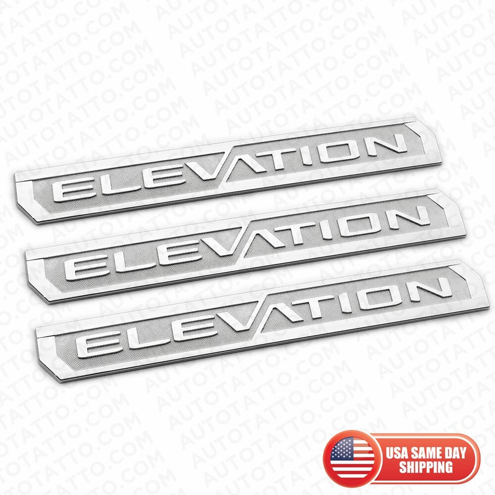 3pcs 19-23 GMC Sierra Elevation Front Door Tailgate Nameplate Emblem OEM Chrome
