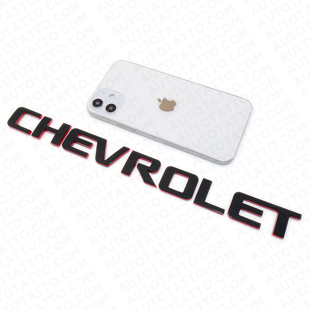Chevy Chevrolet Truck Lifgate Letter Badge Logo Emblem Black Redline Large Size