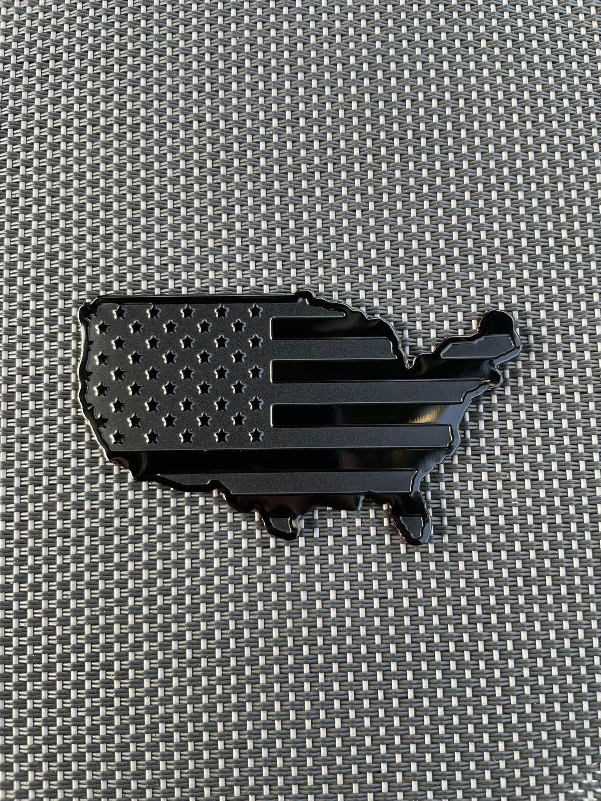 1 (ONE) 3D BLACK USA MAP EMBLEM BADGE - FITS ALL VEHICLES