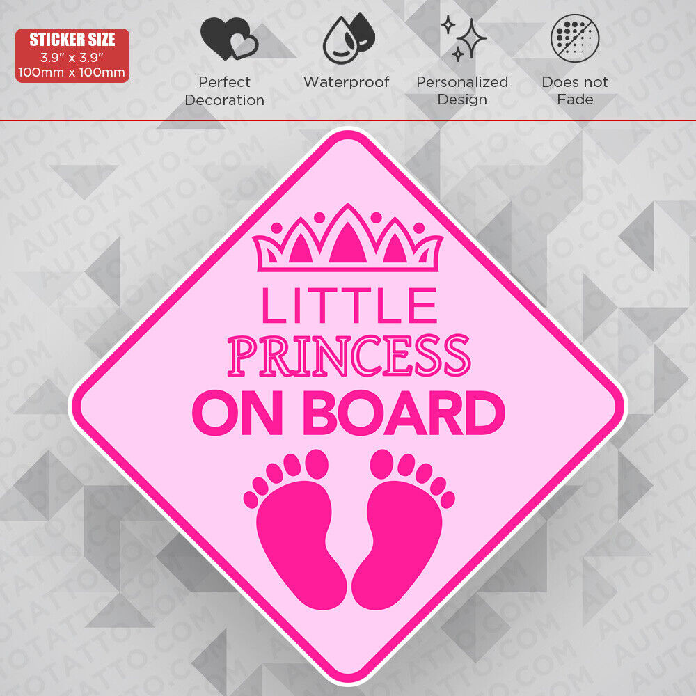 Cute Little Princess On Board Sticker Decal Kid Baby In Car Van Window Decorate