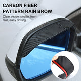 2x Universal Carbon Car Rear View Mirror Rain Cover Sun Visor Eyebrow Guard New