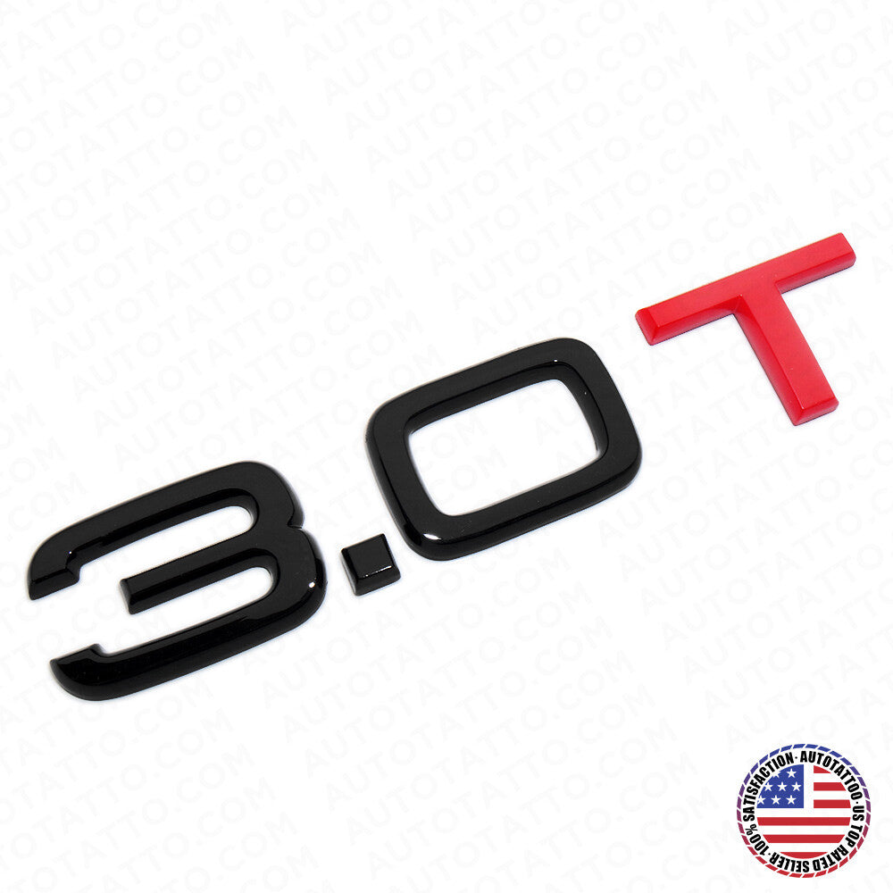 Audi Car Rear Trunk Deck Lid 3.0T Turbo Nameplate Emblem Badge Black Red