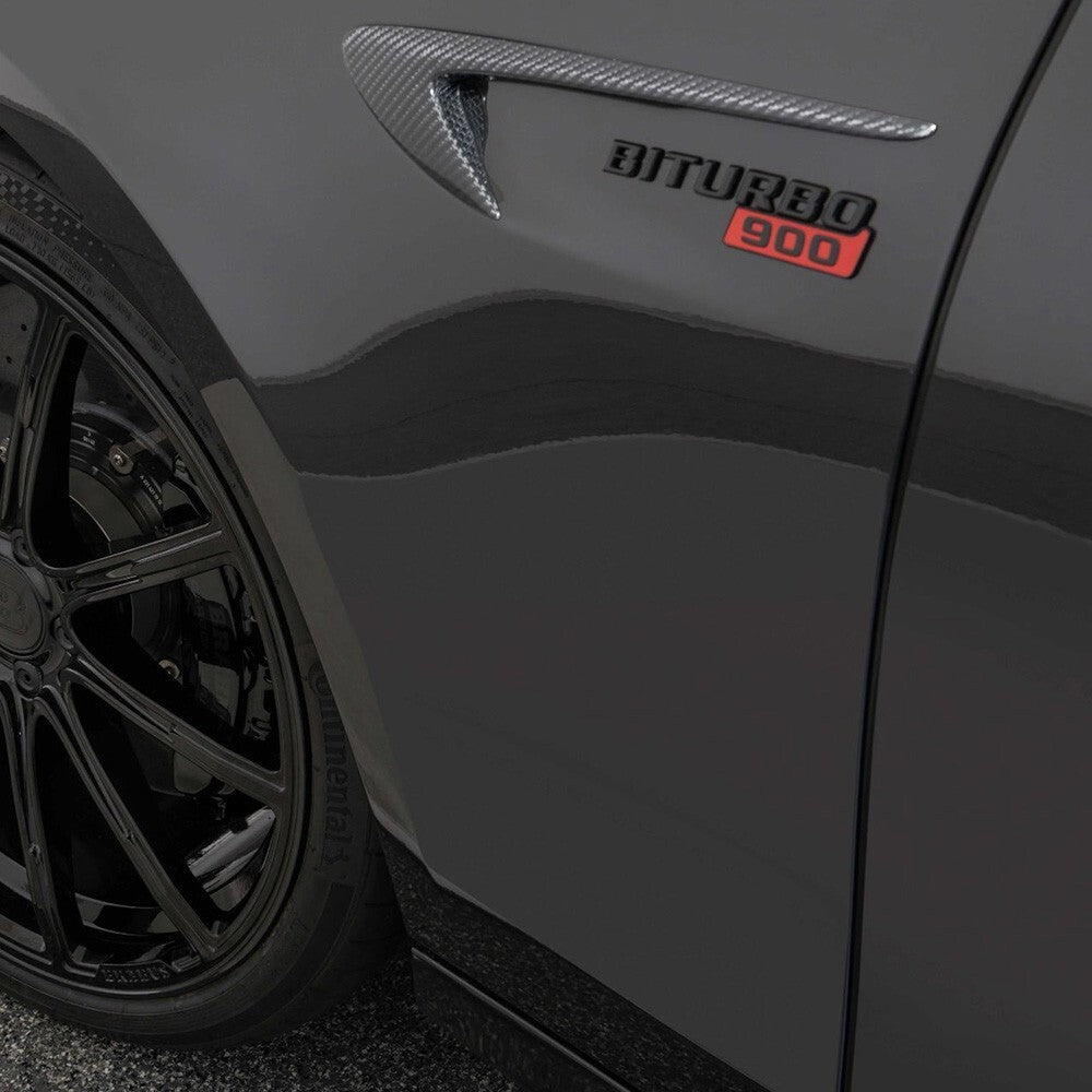 2x Mercedes BRABUS BITURBO 900 Fender Nameplate Badge Marker Emblem Gloss Black