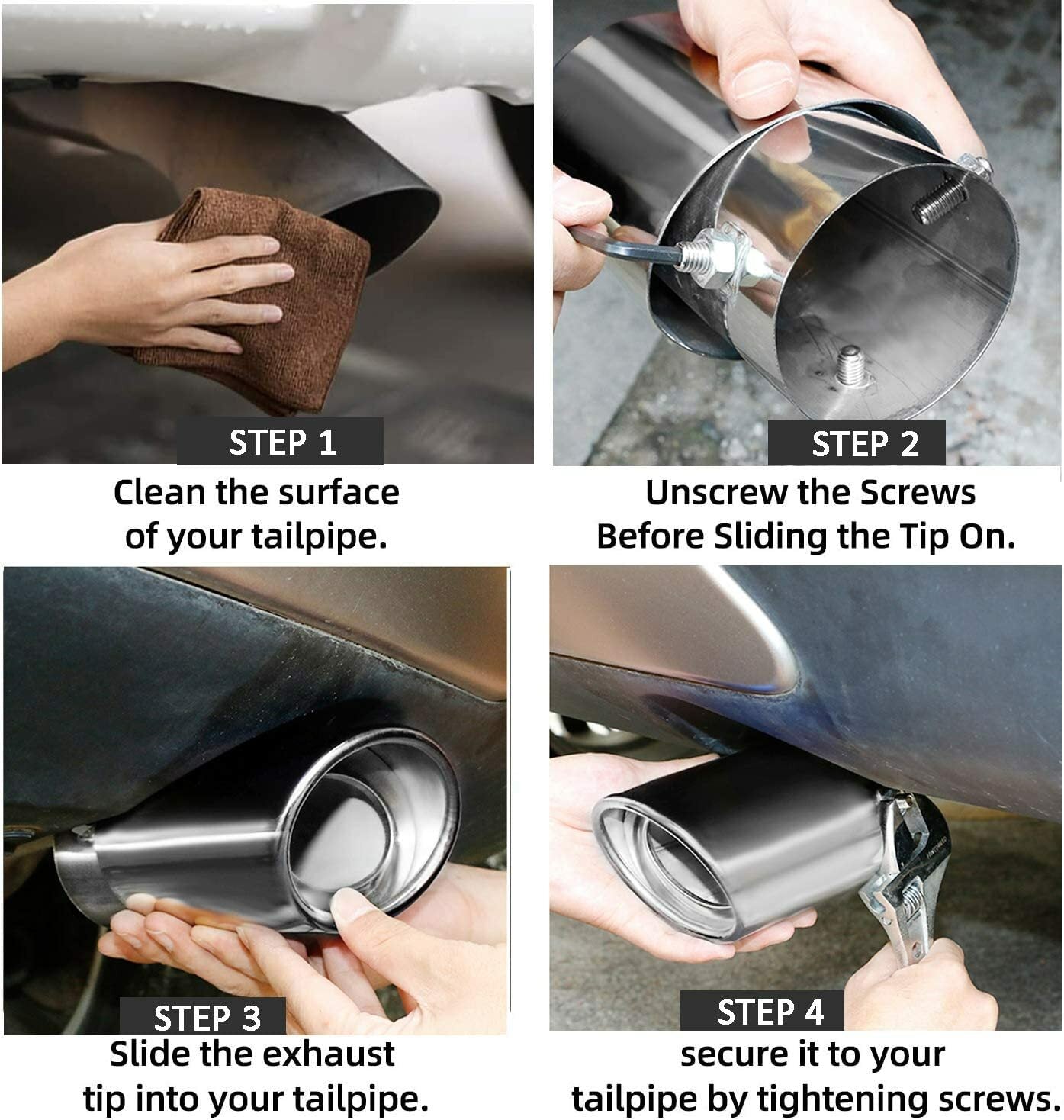 Universal Car Exhaust Pipe Tip Rear Tail Muffler Stainless Chrome 1.5" - 2.25"