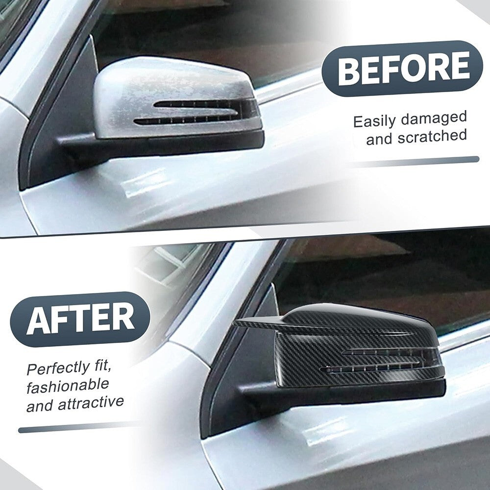 Carbon Fiber Horn Wing Style Mercedes W204 W212 W117 C E S GLA Side Mirror Cover