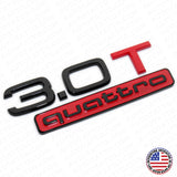 17-22 Audi Sport Rear Trunk Lid 3.0T Quattro Nameplate Emblem Badge Black & Red
