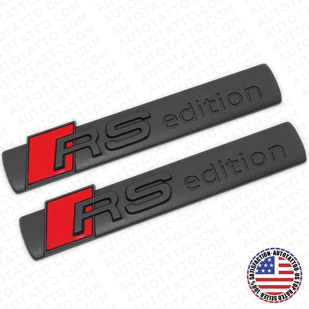 2x Audi Sport RS Edition Side Fender Marker Logo Emblem Decal Badge Matte Black