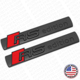2x Audi Sport RS Edition Side Fender Marker Logo Emblem Decal Badge Matte Black