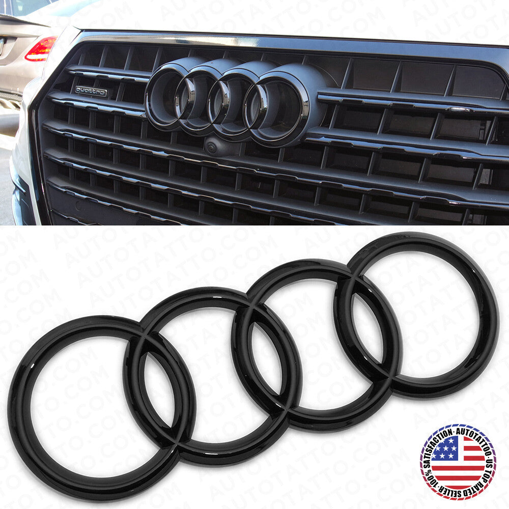 17-25 Audi Q7 SQ7 Gloss Black Front Grille Rings Badge Sign Logo Emblem Decorate