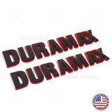 2x Silverado Duramax Redline Hood Letter Logo Emblem Badge Trucks OEM Black Red