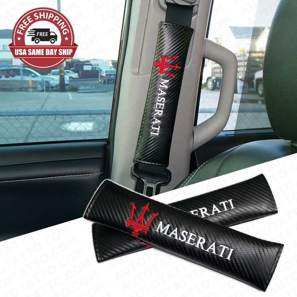 Maserati Carbon Car Seat Belt Cover Safety Shoulder Strap Cushion Pad Harness