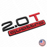 17-22 Rear Trunk Lid 2.0T Quattro Nameplate Emblem Badge Black & Red