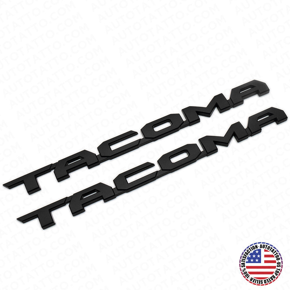 2x 15-21 Black Tacoma Letter Front Door Nameplate Emblem Badge Logo Tailgate