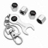 4x Hex Fit Dodge Car Tire Wheel Air Stem Dust Valve Caps Cover + Wrench Keychain