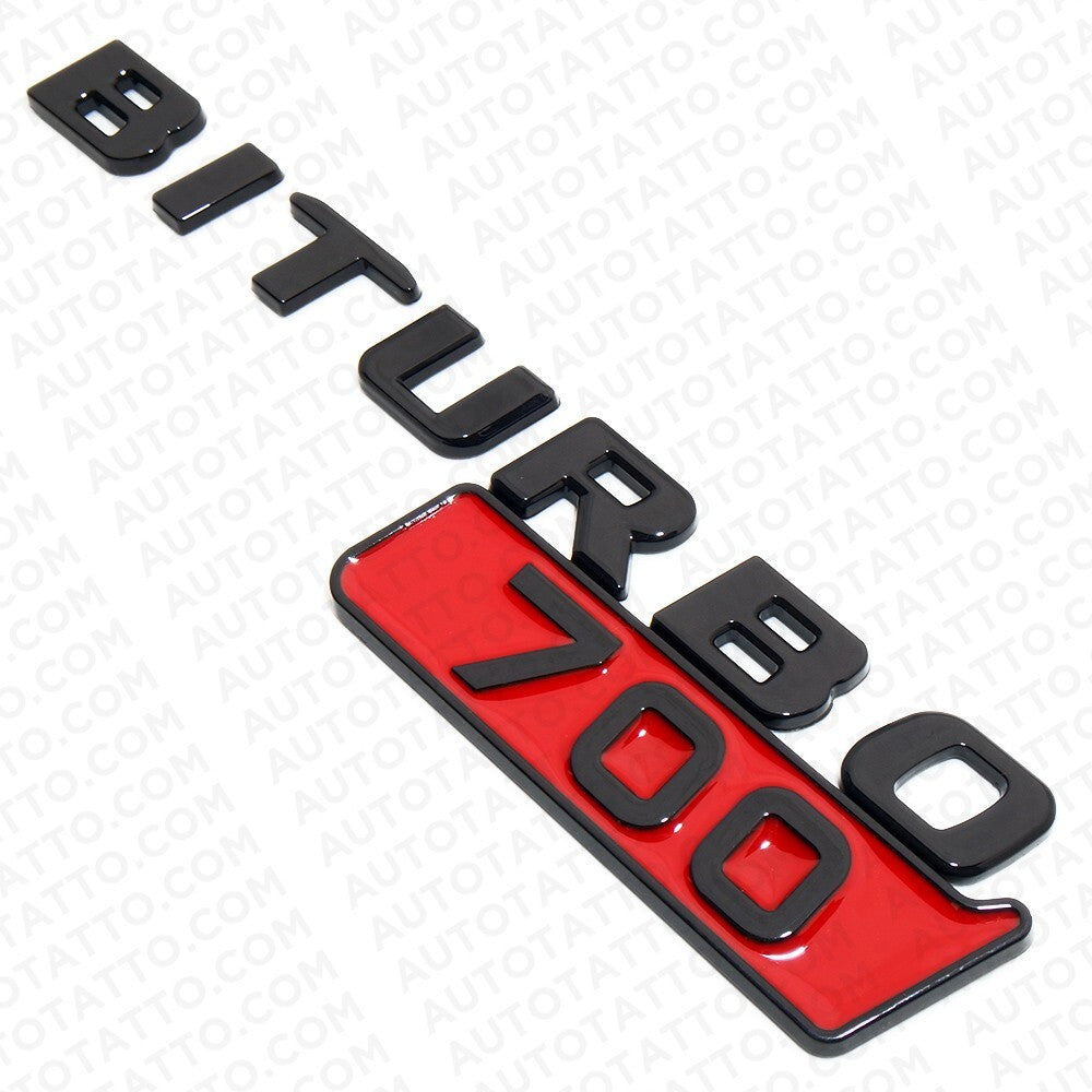 2x Mercedes BRABUS BITURBO 700 Fender Nameplate Badge Marker Emblem Gloss Black