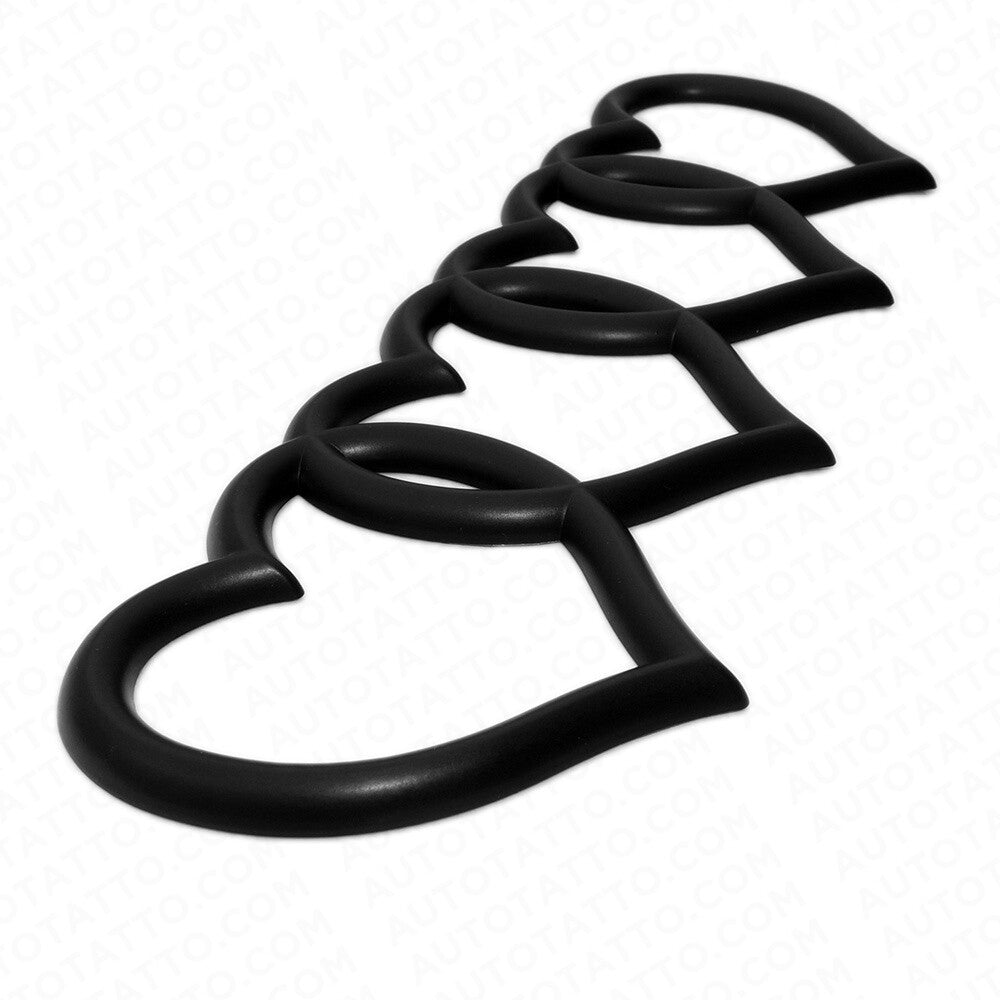 Audi Sport Car Trunk Lid Love Heart Rings Badge Logo Emblem Decor Matte Black