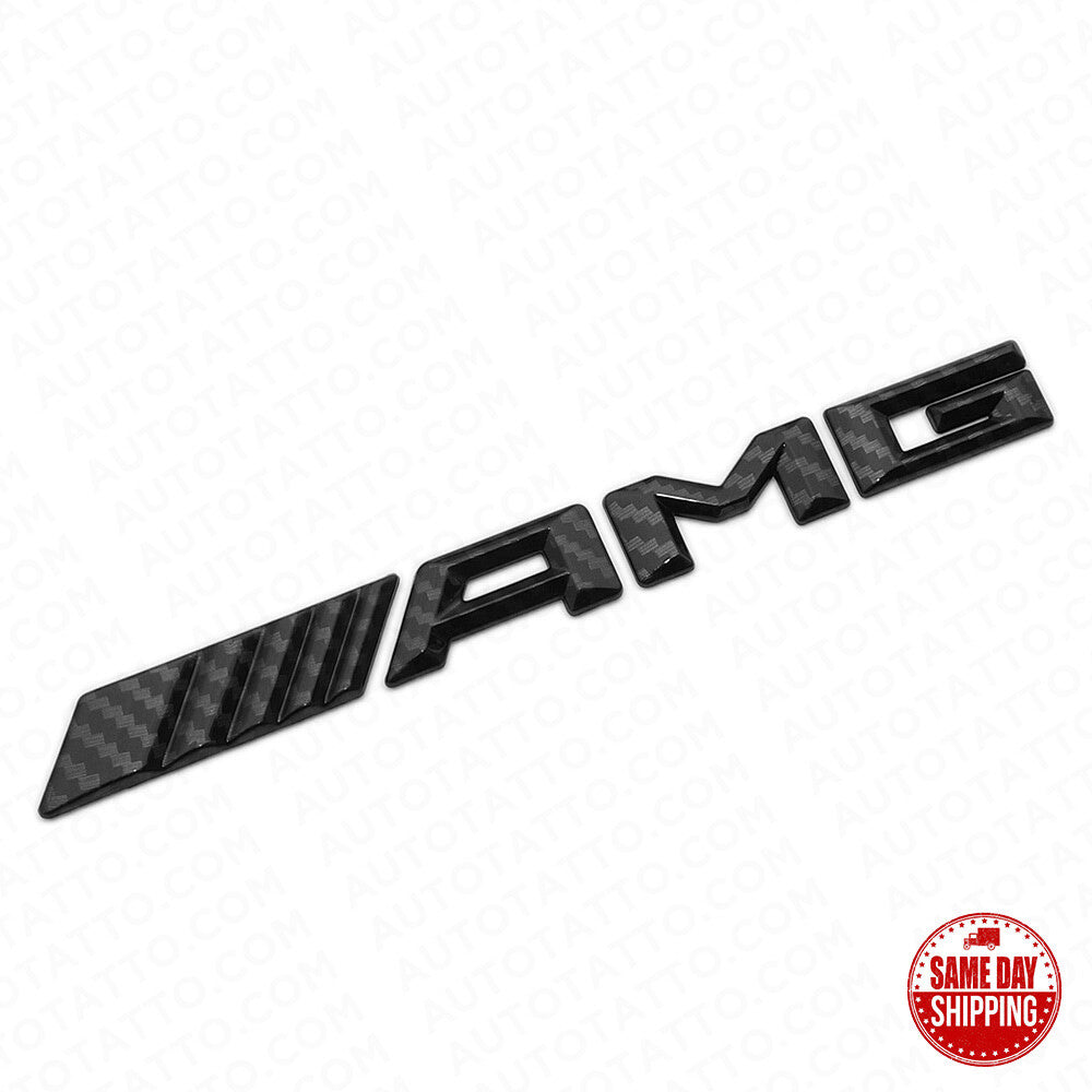 Black Carbon Fiber Style AMG Sport Car Emblem 3D Trunk Lid Logo Badge Decoration