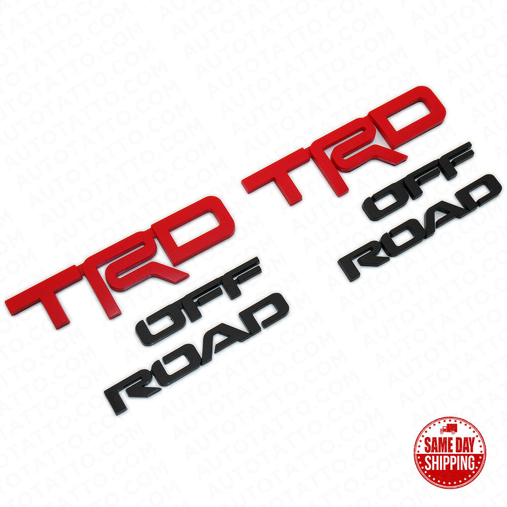 2x Toyota TRD Off Road Sport Logo Badge Side Quarter Emblem Black Red