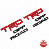 2x Toyota TRD Off Road Sport Logo Badge Side Quarter Emblem Black Red