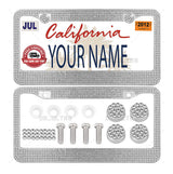 2x Acrylic Bling Rhine Stone Chrome Crystal Diamond Glitter License Plate Frame