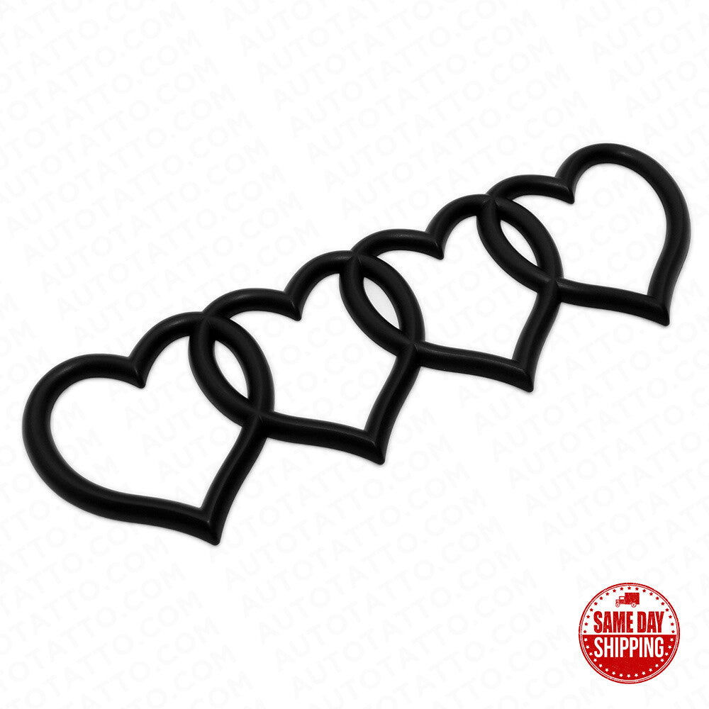 Audi Sport Car Trunk Lid Love Heart Rings Badge Logo Emblem Decor Matte Black