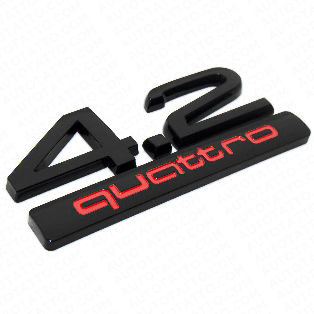Audi Car Rear Trunk Deck Lid 4.2 Quattro Nameplate Emblem Badge Black Red Sline