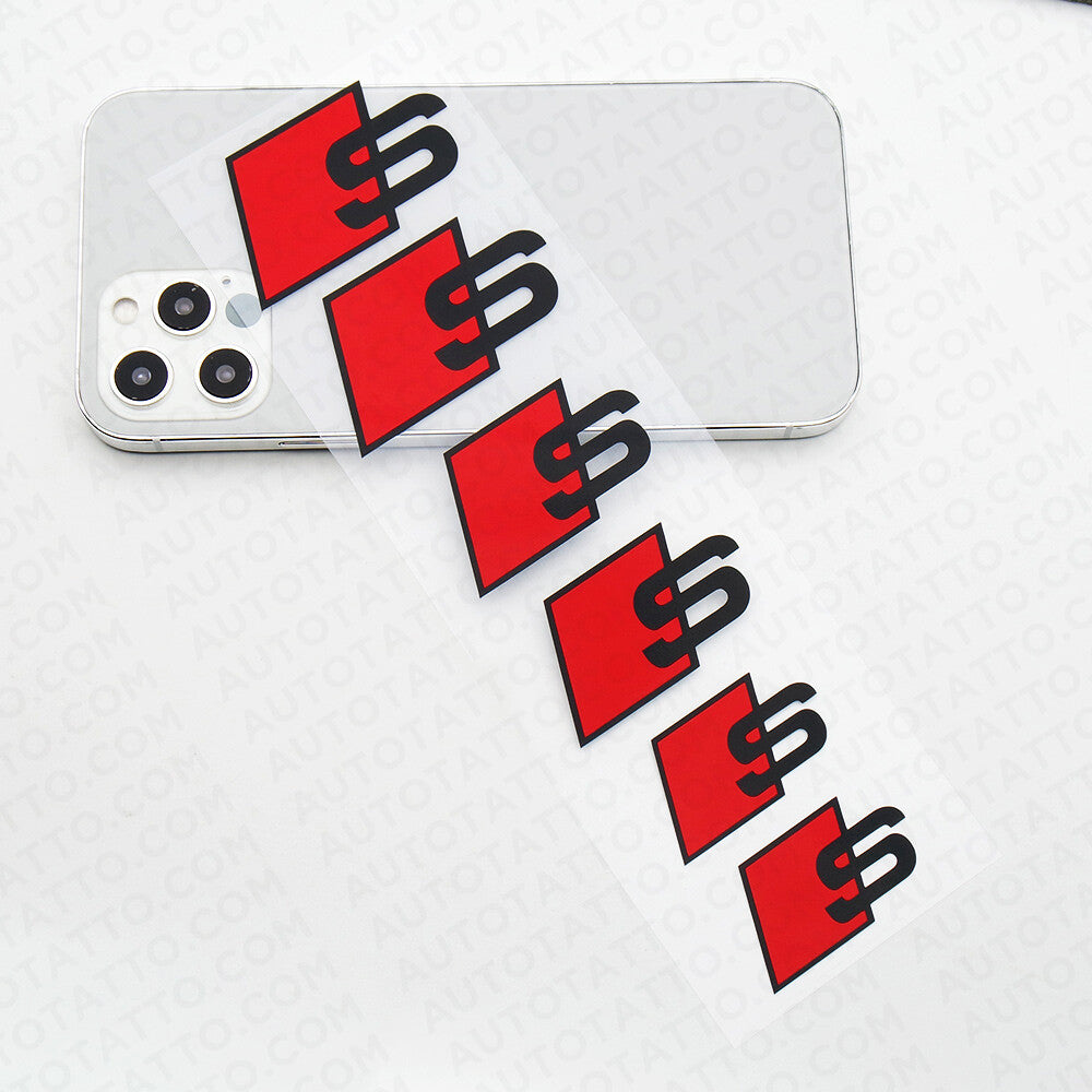 For Audi S Sport Car Wheels Brake Caliper Sticker 3D Decal Logo Decoration Black