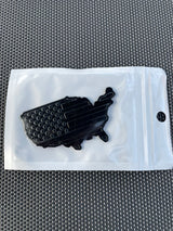 1 (ONE) 3D BLACK USA MAP EMBLEM BADGE - FITS ALL VEHICLES