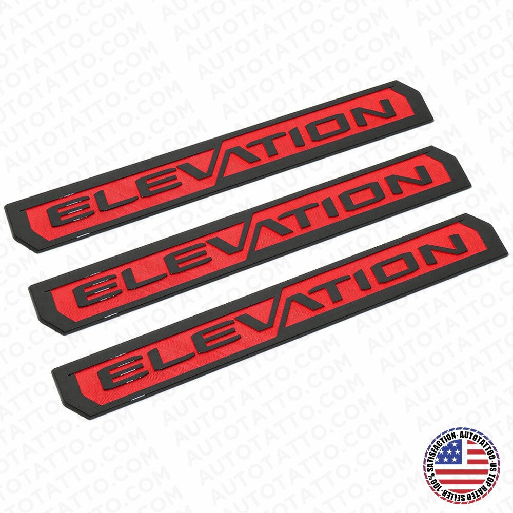 3pcs 19-23 GMC Sierra Elevation Front Door Tailgate Nameplate Emblem Black & Red