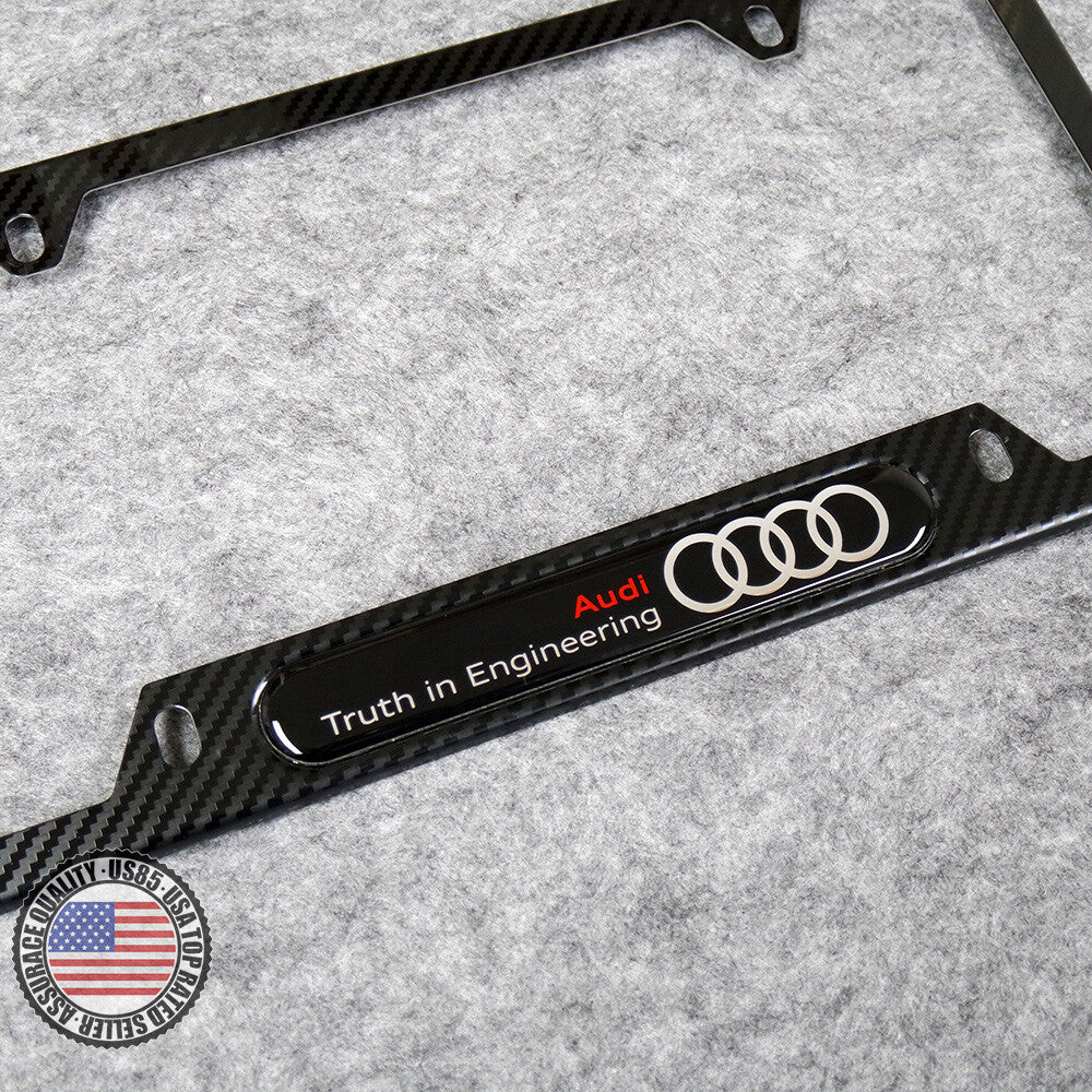 For Audi Front or Rear Carbon Fiber Texture License Plate Frame Cover Sport Gift