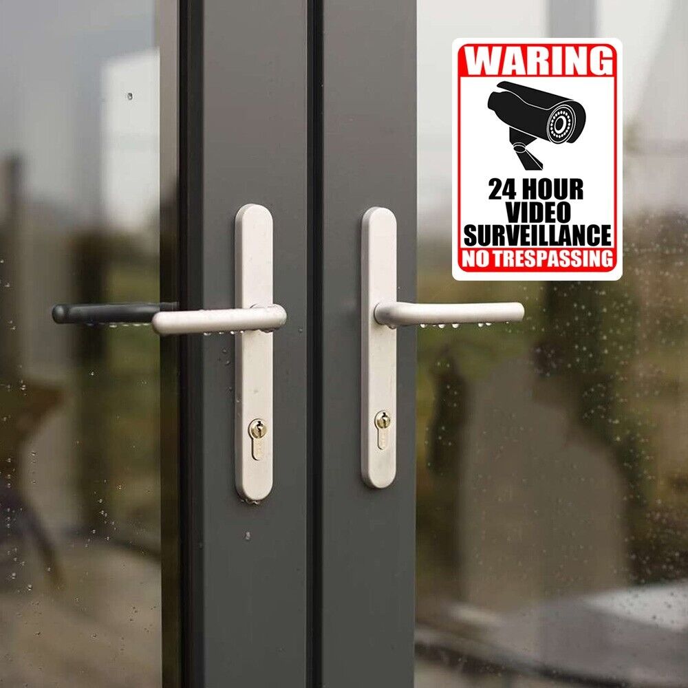 4pack Home 24 Hour Video Surveillance Security Camera Sticker Warning Decal Sign