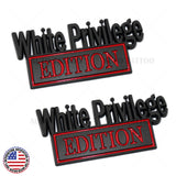 2Pcs WHITE PRIVILEGE Edition 3D Car Truck Emblem Badge Sticker Decal Decorate