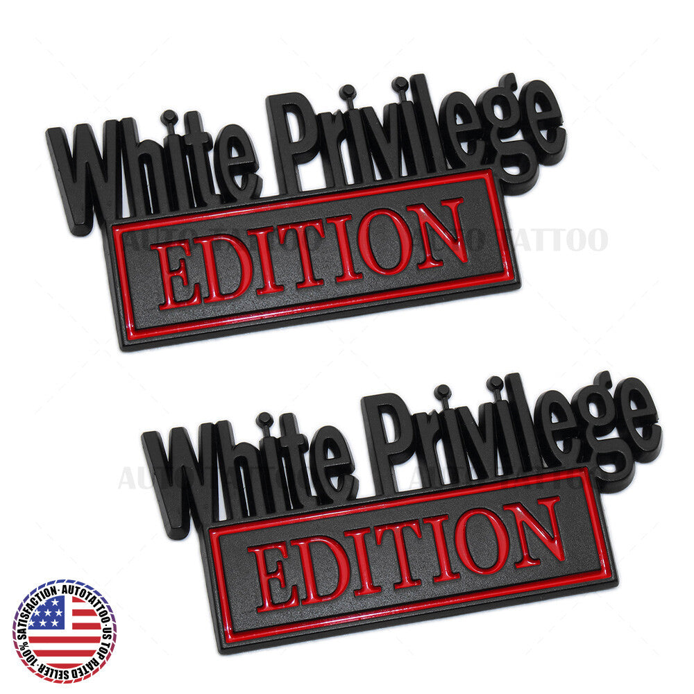 2Pcs WHITE PRIVILEGE Edition 3D Car Truck Emblem Badge Sticker Decal Decorate