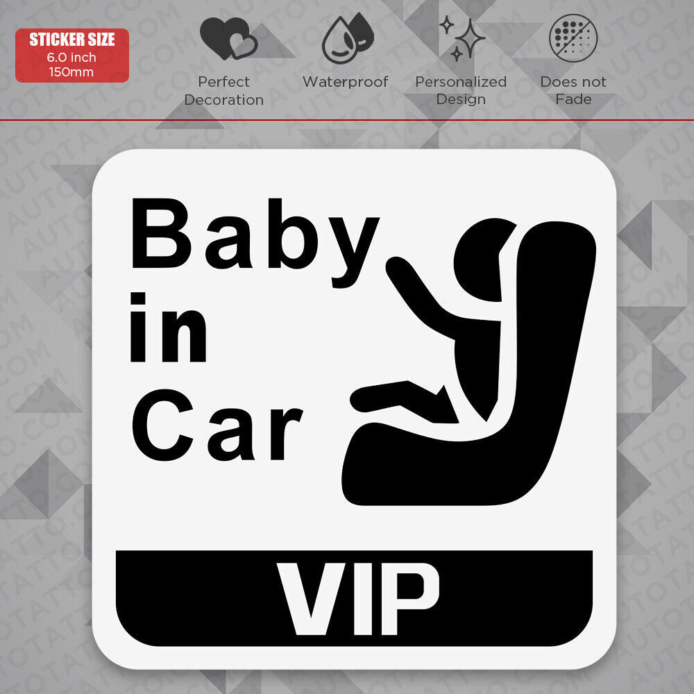 Cute Baby in Car Seat VIP Sticker Decal Kid on Board Van Trunk Window Decorate