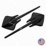 2x Corvette C7 Gloss Black Fender Stingray Mako Shark Logo Badge Emblem Sport