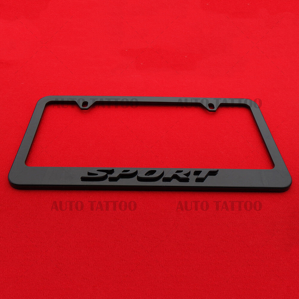 1x For Honda Sport Gloss Black License Plate Frame Cover Decorate + Screw Caps