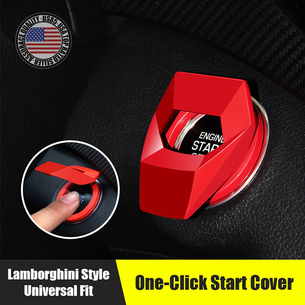 Universal Car One-Button Engine Start Stop Button Protect Cover Decoration Red