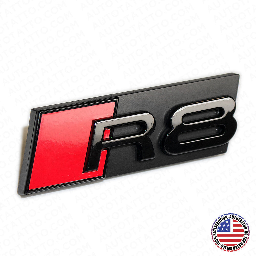 For Audi R8 Front Grille Bumper Radiator Lettering Emblem Badge Logo Sport Black