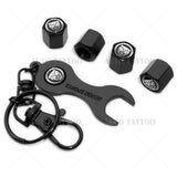 4pcs Hex Leopard Car Tire Wheels Air Stem Dust Valve Cap Cover + Keychain Ring