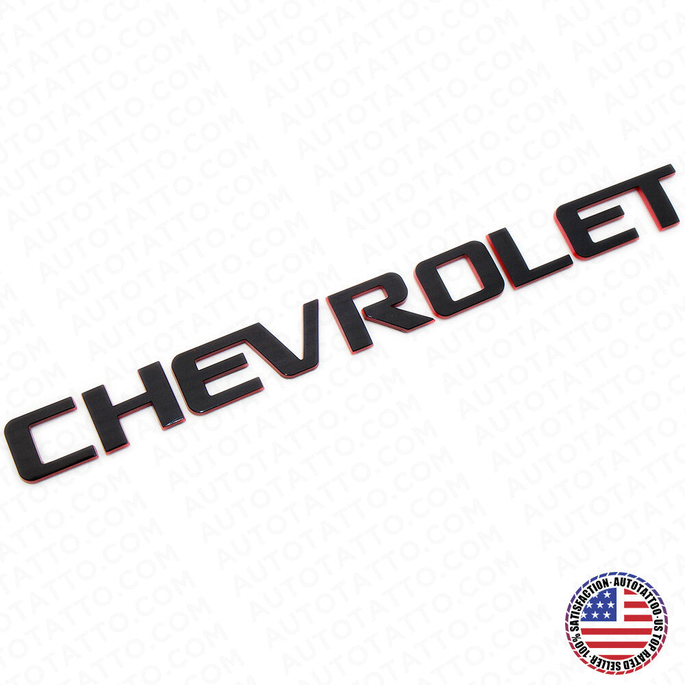 Chevy Chevrolet Truck Lifgate Letter Badge Logo Emblem Black Redline Large Size