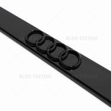 1x 3D Audi Ring Gloss Black License Plate Frame Cover Decorate + Screw Caps