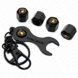 Hex Lamborghini Car Tire Wheel Air Stem Dust Valve Caps Cover + Wrench Keychain